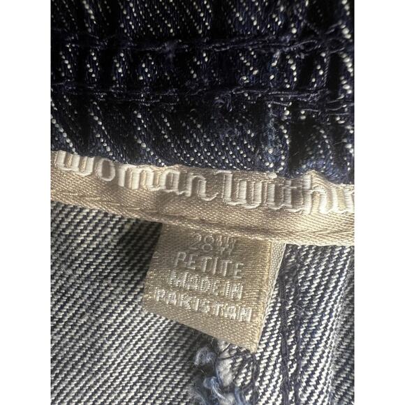 Woman Within Dark Blue Elastic Waist Denim Jeans Size 28W Petite - Picture 3 of 11